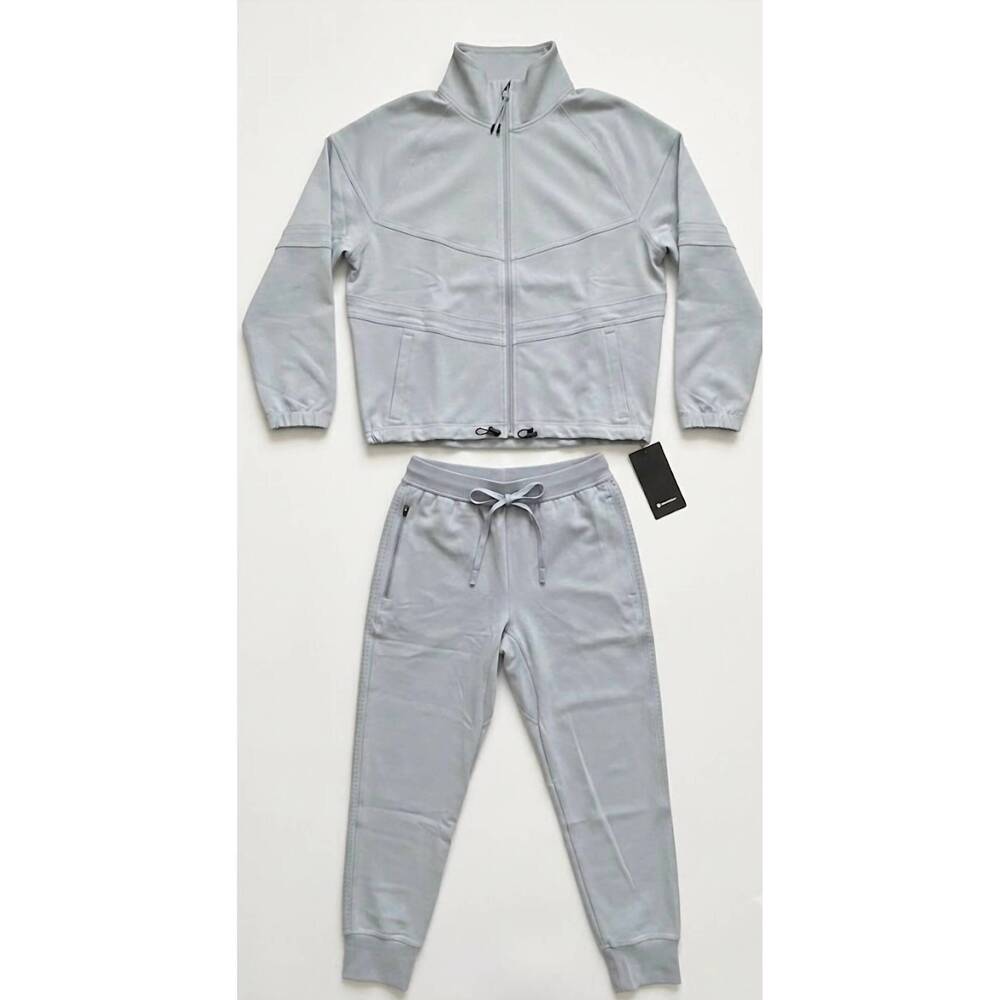 NEW MONROW unisex classic solid tracksuit in pale blue
